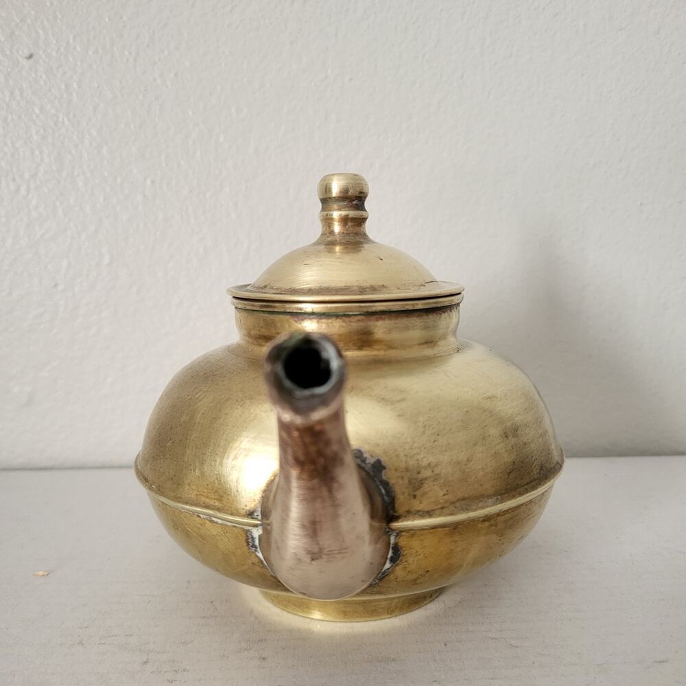 Vintage Copper & Aluminum Teapot 8 inch boho grannycore cottage core Decore